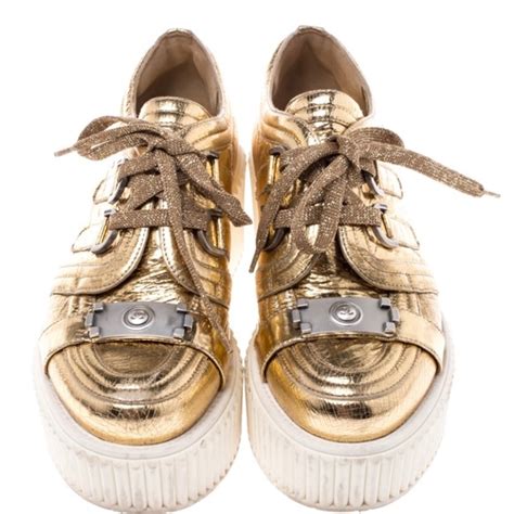 chanel shoes sneakers gold|fashion sneaker Chanel shoes women.